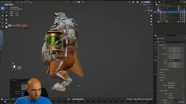 41. Applying Textures, Rigging, Posing And Turntable In Blender