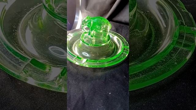 Greensburg Glass Elephant Ashtray! Uranium Depression Glass!