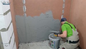 2. РЕМОНТ ВАННОЙ КОМНАТЫ В БАЛАШИХЕ: Штукатурка стен • Адгезия • Установка маяков • Геометрия стен