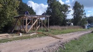 Простой каркасный гараж /своими руками/часть-2 крыша.