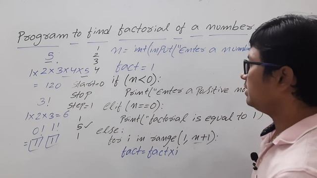 L 21: FACTORIAL PROGRAM USING FOR LOOP IN PYTHON | PYTHON TUTORIALS FOR BEGINNERS