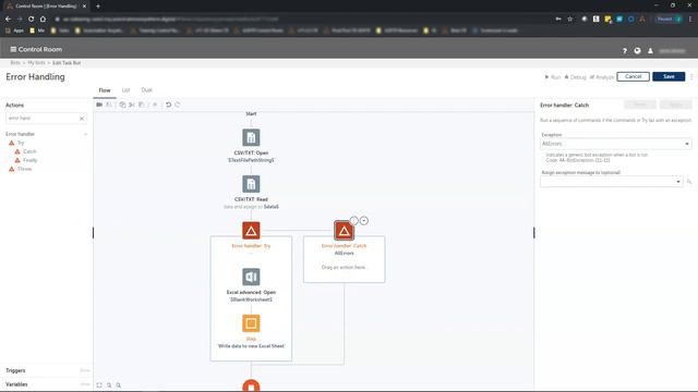 Automation Anywhere A2019 (RPA) - How to use "Error Handling" смотреть онлайн