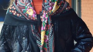 Платок шерстяной с шелковой бахромой "Костры осени", вид 18, 125х125 см