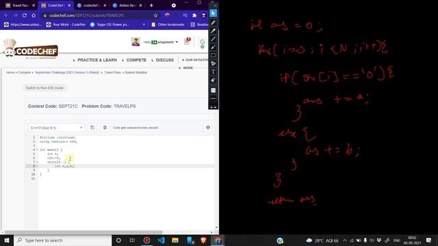 Travel Pass (TRAVELPS) | September Challenge 2021 Division 3 | CodeChef August Long Challenge