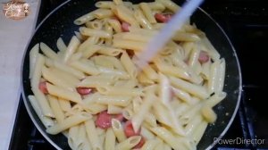 Вкусный обед, макароны с сосисками и  сыром/Pishloqli va sosiskali makaron/Cheese and sausage pasta