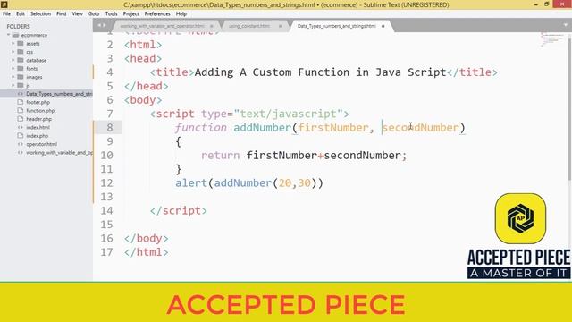 Adding A Custom Function in Java Script