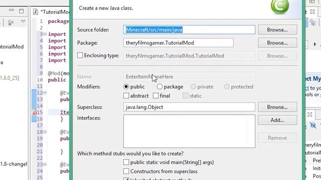 Minecraft 1.8 Modding Tutorial Ep.2 : Creating the main class and your first item смотреть онлайн