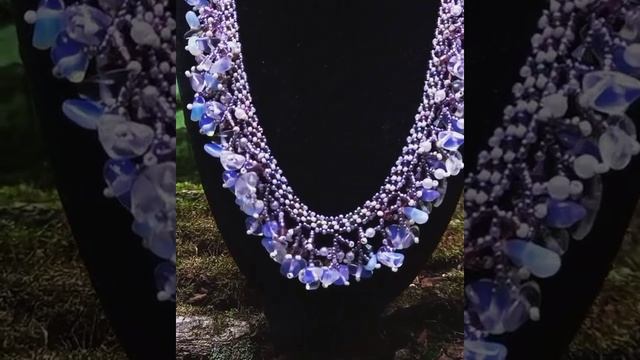 Колье Лунный свет #кольеизбисера #лунныйкамень #бисероплетение #beads #хендмейд  #hendmade #бисер
