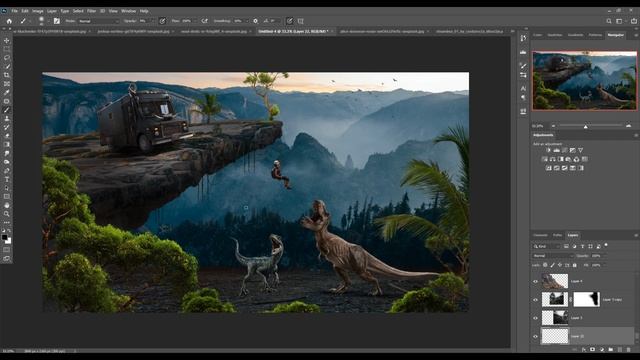 I Create My Jurassic World Art In Photoshop Manipulation Tutorial смотреть онлайн