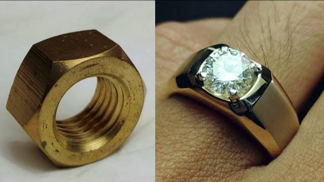Men's Engagement Ring From A Nut - Jewelry Handmade