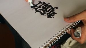 Calligraphy writing in sketchbook / pump marker 8mm