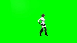 Зеленый фон девушка в костюме кошки аниме