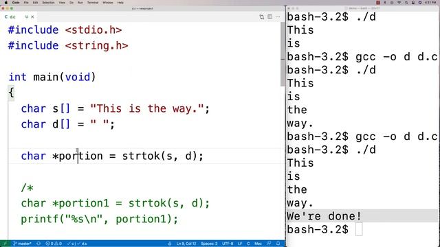 strtok() function | C Programming Tutorial смотреть онлайн