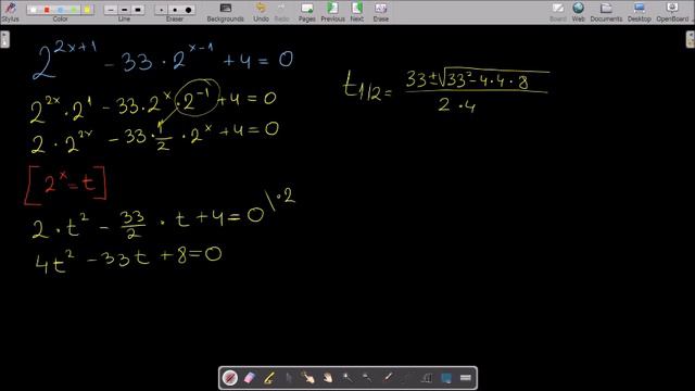 2^(2x+1) - 33*2^(x-1) + 4 = 0 | How to solve an exponential equation 15