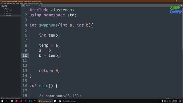 Hwo to Swap Numbers Values in CPP C++ with Function