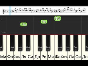 Облака - белогривые лошадки (легкая песня одним пальцем на пианино + ноты)