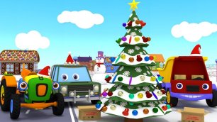 Новогодний мультфильм для детей. Грузовик Тема и Новый год. Машинки украшают новогоднюю елку.