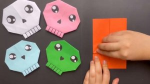 ORIGAMI SKELETON EASY/DIY Halloween Crafts for kids ???اوريغامي جمجمة للاطفال
