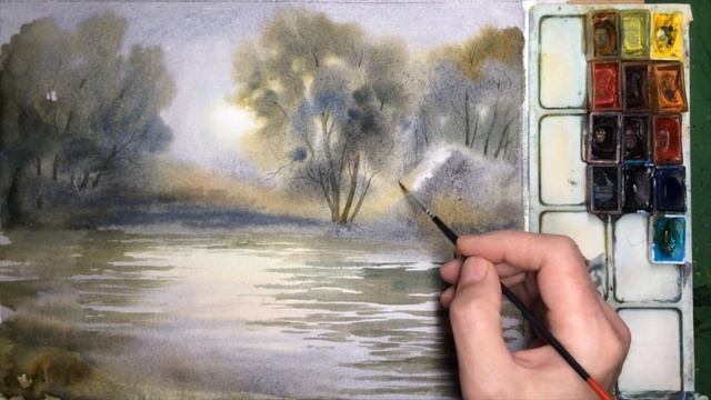 Уроки рисования. Как рисовать пейзаж. Акварель. Поэтапный мастер-класс по акварельной живописи.