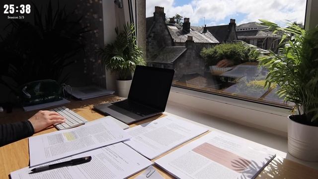 5 HOUR STUDY WITH ME on A RAINY DAY | Background noise, 10-min Break, No music, Study with Merve