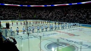 Гимн России на хоккейном матче Россия-Финляндия