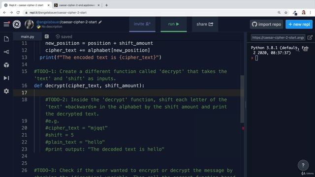 Day 8 - Function Parameters & Caesar Cipher - 7 Caesar Cipher Part 2 - Decryption смотреть онлайн