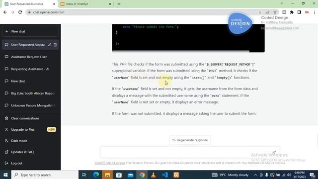 chatGPT Tutorial PHP Form AND IT WORKED
