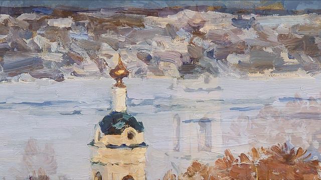 Плёс. Вид с горы Левитана 2012. Художник Александр Шевелёв. Основные произведения.
