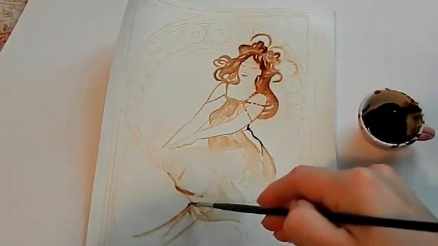 Кофейный рисунок (свободная копия А.Мухи) смотреть онлайн