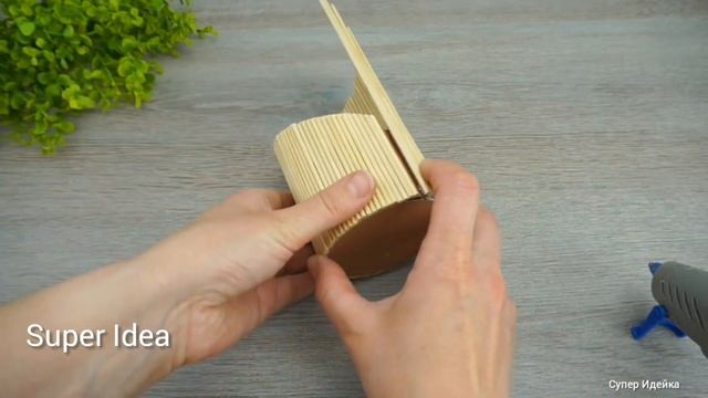 DIY Декоративная ВАЗА из деревянных шпажек и картона смотреть онлайн