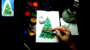 РИСУЕМ ЁЛКУ НОВОГОДНЮЮ ГУАШЕВЫМИ КРАСКАМИ ИЛИ АКРИЛОМ