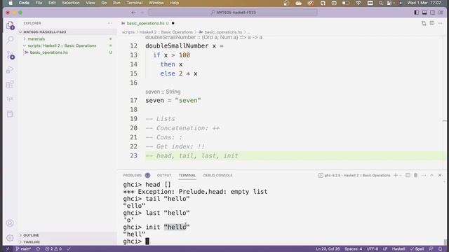 Logic & Foundations with Haskell: Haskell 2 :: Basic Operations