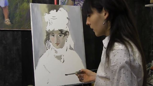 Портрет Берты Моризо, Эдуард Мане, 1 часть, полный видеоурок, копируем импрессионизм смотреть онлайн