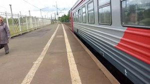 Электропоезд эт2м-091 Сообщением Санкт-Петербург Любань Прибывает на станции Колпино