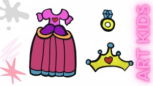Как нарисовать платье принцессы, корону и кольцо ??
