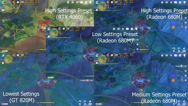 Genshin Impact Benchmark | Nvidia GT 820M vs Nvidia RTX 4060 vs AMD Radeon 680M