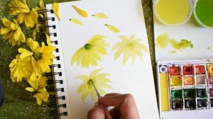 Easy Yellow Daisy Flowers Watercolor Painting Tutorial