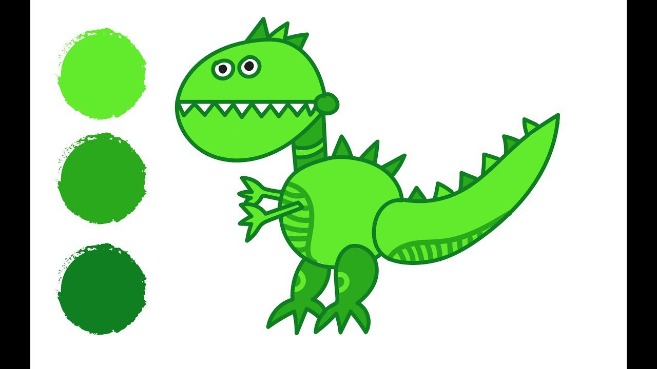 Как нарисовать ДИНОЗАВРА / ДИНОЗАВР рисунок / Краски раскраски / Уроки рисования детям смотреть онлайн