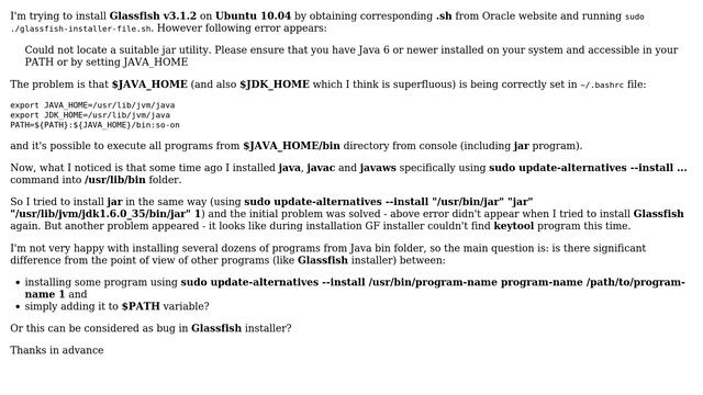 Ubuntu: Java problems installing Glassfish 3.1.2 on Ubuntu Lucid
