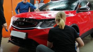 Geely CoolRay Пленка на капот, бампер, фары, полоска над лобовым и боковые стойки. | #PlenkiSPb