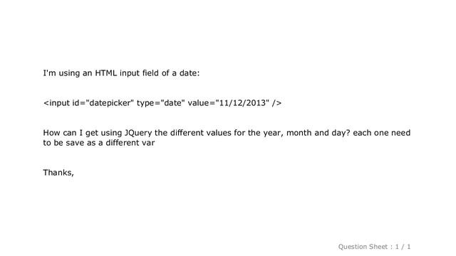 HTML : how can I get the value of a date input field смотреть онлайн