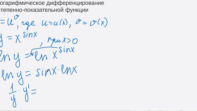 Логарифмическое дифференцирование степенно-показательной функции
