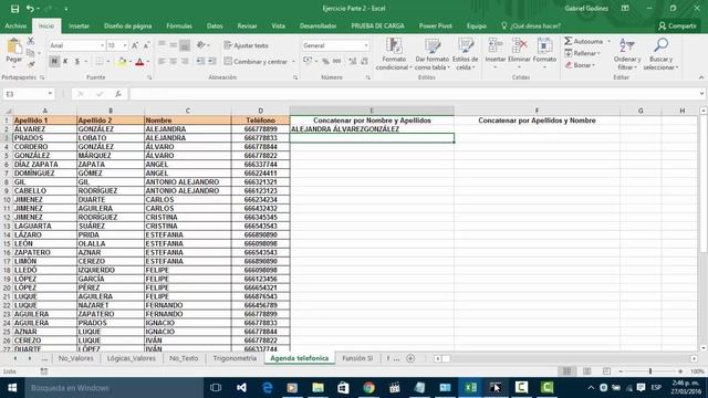 Ejercicio Concatenar Excel 2016 смотреть онлайн