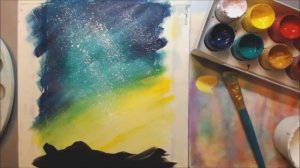 Звездная ночь | Рисуем гуашью