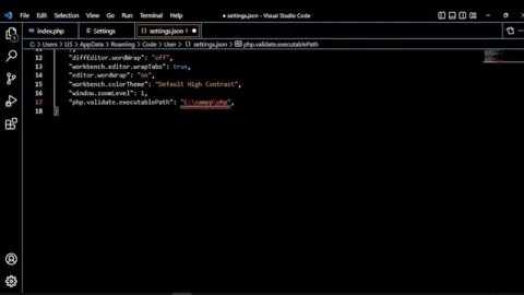 PHP executable. use the setting 'php.validate.executablepath' to configure the php executable.