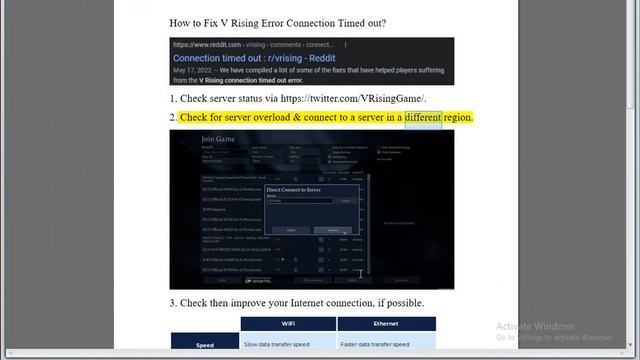 Fix V Rising Error Connection Timed out on Windows