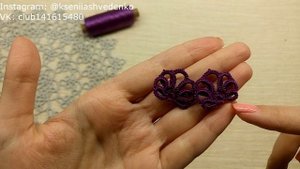 МК СЕРЬГИ "ЦВЕТУЩАЯ СЛИВА" Фриволите/Анкарс/Tatting Full HD