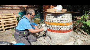 ТАНДЫР своими руками из кирпича.Облицовка Тандыра. -2-часть.