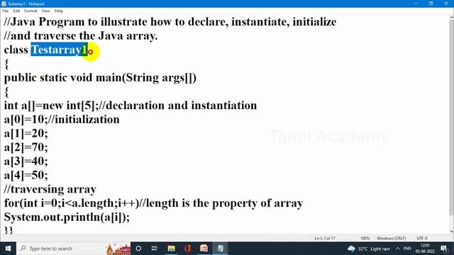Learn Java - Part 19 | Java Arrays | Java Tutorial in Tami | தமிழ் அகாடமி