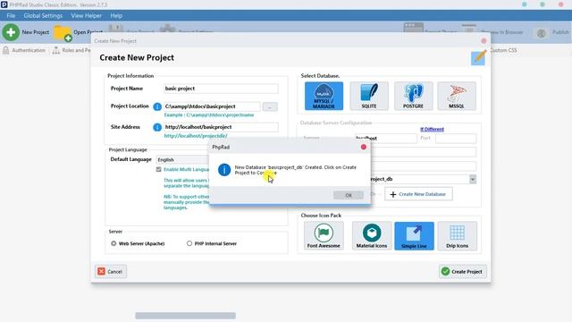 PHPRad Basic Tutorial #02 creating project